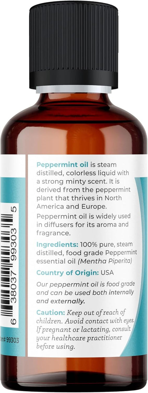 Viva Doria 100% Pure Northwest Peppermint Essential Oil, Undiluted, Food Grade, 30 mL, Made in USA