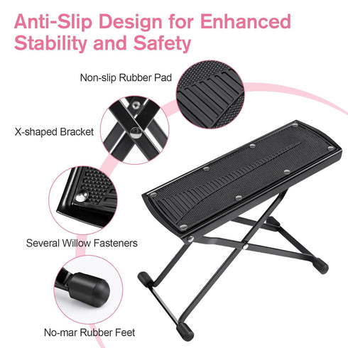 Subay Adjustable Pedicure Foot Rest, 6 Heights Foldable Non-Slip Stand for Easy At Home Pedicures, No More Bending