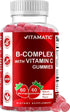 Vitamatic Vitamin B Complex Gummies, 60 Strawberry Flavor Gummies with Vitamin C & Inositol