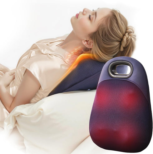 HawuMasseur ,4D 4 Shiatsu Neck and Back Massager ,With Heating and Bidirectional Rotation Heads Electric Massage Pillow