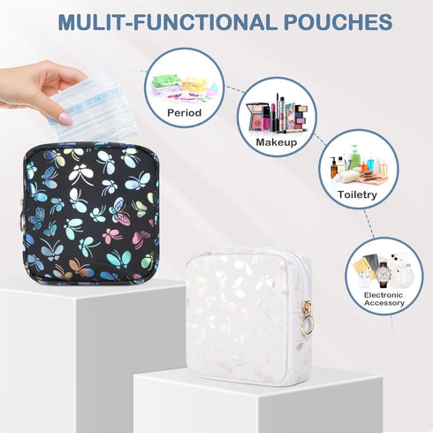 Likesing Period Bag Pouch, Leather Sanitary Napkin Storage Bag for Girls Womens, Portable Sanitary Napkin Period Pad