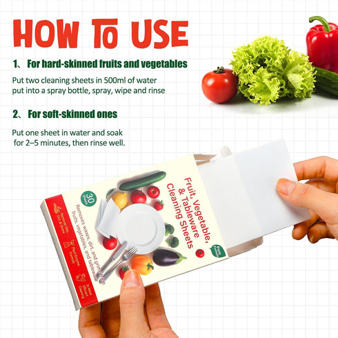 LemonSecret 2 Pack Fruit and Vegetable Wash Sheets, Effective Removes for Removing grease Wax Mud Dirt Residues from