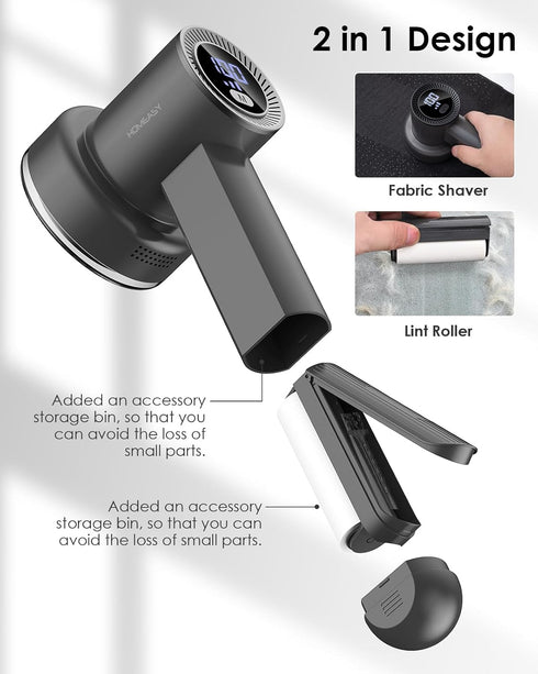Fabric Shaver Fuzz Remover, HOMEASY Electric Lint Remover with 3 Blades & LED Display for Sweater