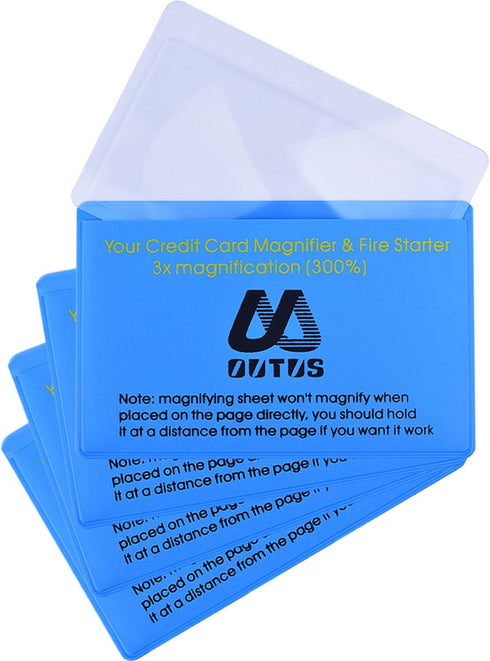 Outus 4 Pack Wallet Magnifier Card - Plastic Pocket Credit Card Size Magnifying Glass for Wallet