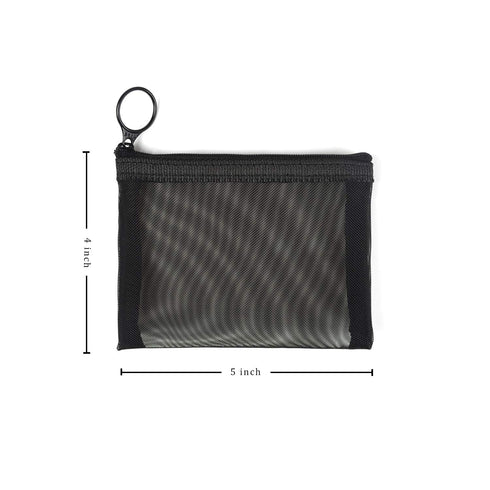 Patu Mini Zipper Mesh Bags, Black, 4" x 5", Size S / A7, 5 Pieces, Makeup Cosmetic Organizer