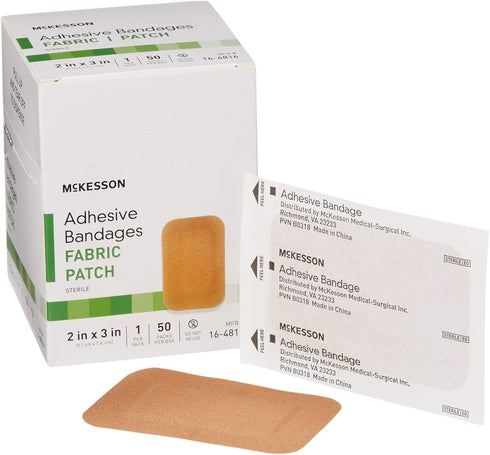 McKesson Adhesive Bandages - Sterile Fabric Patch, 2 in x 3 in, 50 Count
