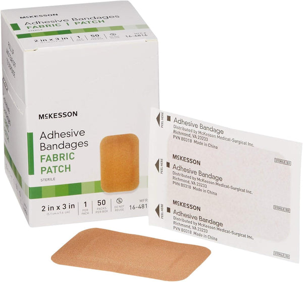 McKesson Adhesive Bandages - Sterile Fabric Patch, 2 in x 3 in, 50 Count