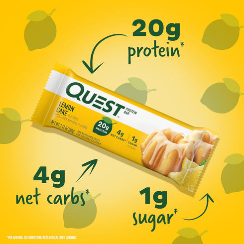 Quest Nutrition Lemon Cake Protein Bars, High Protein, Low Carb, Gluten Free, 12 Count