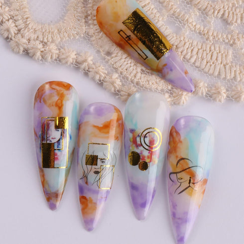 Sexy Girls Nail Art Sticker Decals, 3D Colorful Smudge Design for Women Manicure Accessories