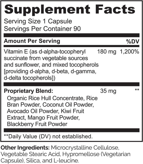 NATURELO Vitamin E - 180 mg (300 IU) Natural Mixed Tocopherols from Organic Whole Foods, 90 Vegan Capsules
