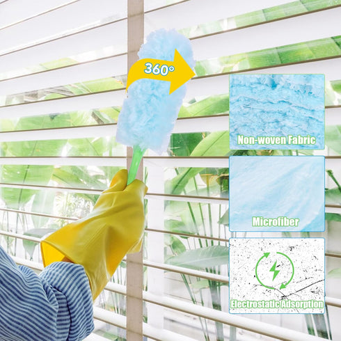 30PCS Disposable Dusters Refills, Heavy Duty 360 Degree Dusters Blue Electrostatic Replacement Heads for Multi-Surface