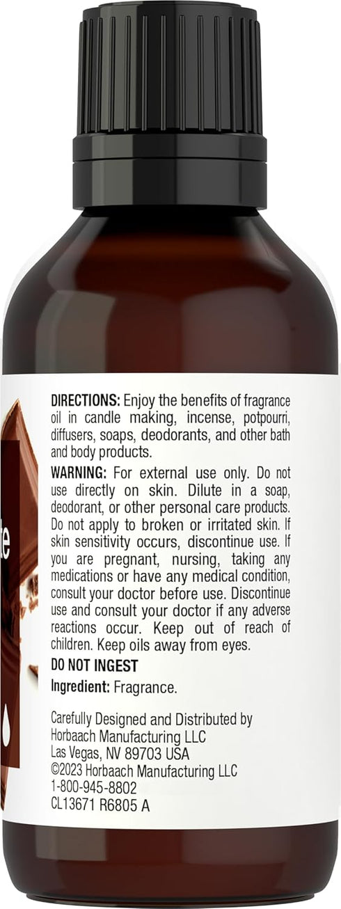 Horbaeach Chocolate Fragrance Oil | 1 fl oz (30ml) | Premium Grade | for Diffusers, Candle and Soap Making, DIY Projects & More