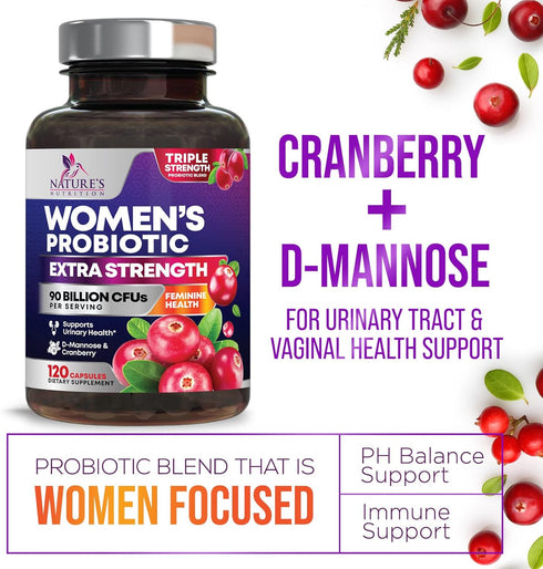 Probiotics for Women with Prebiotics - 90 Billion CFU Women's Probiotic Blend for Digestive & Immune Health Support