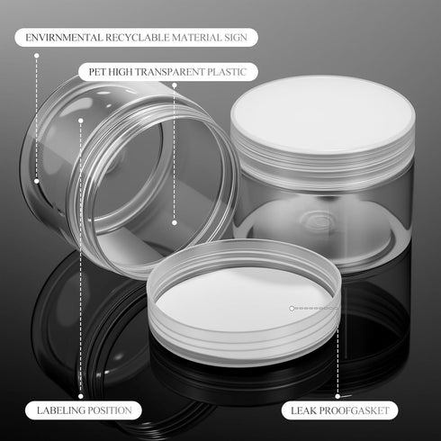 SATINIOR 24 Pieces Clear Plastic Jars with Lids, Round Storage Containers for Beauty Products, 1 oz