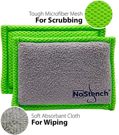 Kitchen Sponge | Odor Resistant, Non-Scratch Microfiber Mesh and Terry Cloth Sponge, No Odor, Long Lasting Odor Protection | Durable Odor Free Lifestyle Product | 4 Pack… by NoStench