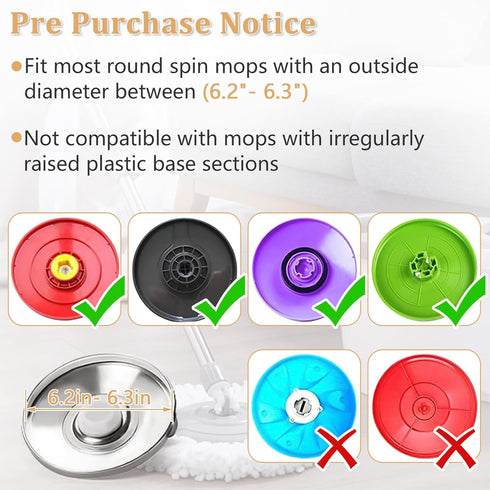 NICEMOVIC 5 Pack Spin Mop Replacement Head for 360° Spin Mop System, Microfiber Refills, Standard Universal Size