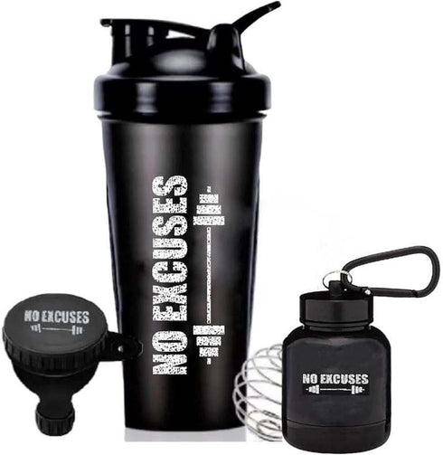 Protein Shaker Bottle for Protein Mixes, Travel Container with Gym Keychain Included for Pre Workout