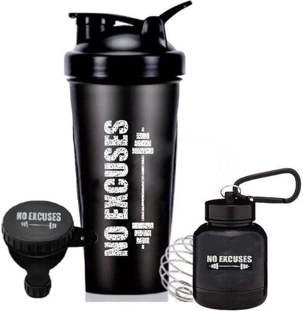 Protein Shaker Bottle for Protein Mixes, Travel Container with Gym Keychain Included for Pre Workout