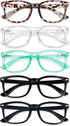 CHEERS DEVICES Blue Light Reading Glasses for Men and Women, Eyeglasses, Computer Eye Glasses, 5 Pair (4.0x)