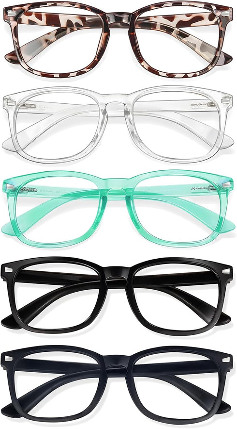 CHEERS DEVICES Reading Glasses for Men and Women, Blue Light Readers, 5 Pair (1.5x)