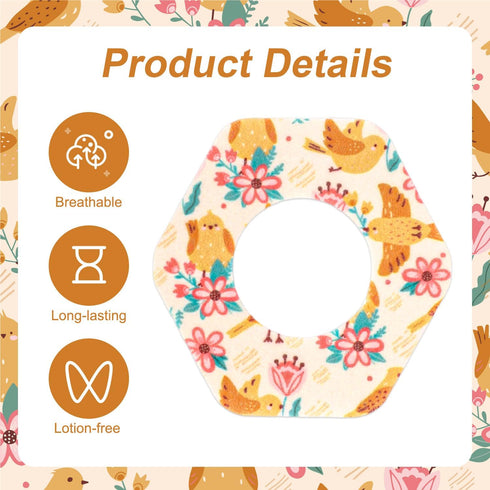Penitue 25pcs 2, (5 Waterproof Adhesive Patches overpatch for Libre Flower Bird Design Sensor Covers Stickers