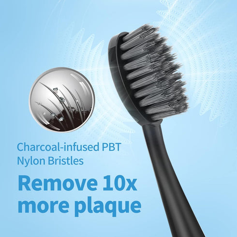 Replacement Toothbrush Heads for Burst Sonic Toothbrush, Soft Charcoal Bristles for Deep Clean, Black, Pack of 5