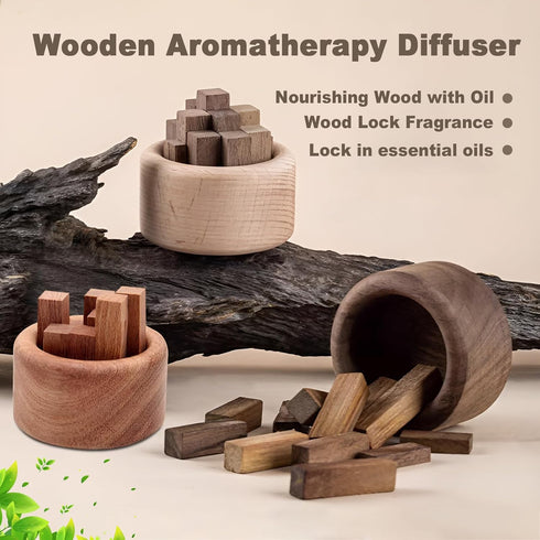 Wshxjzyay 3 Pieces Wood Diffuser for Essential Oils, Aromatherapy Diffuser Black Walnut Wood for Home Office Bedroom