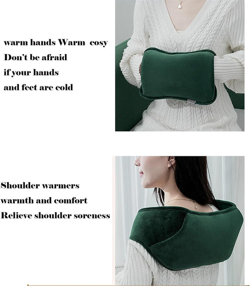 KayuHpFQ Rechargeable Hot Water Bag, Electric Hot Water Bottle with Soft Plush Waist Cover Portable, Warm Water Bag