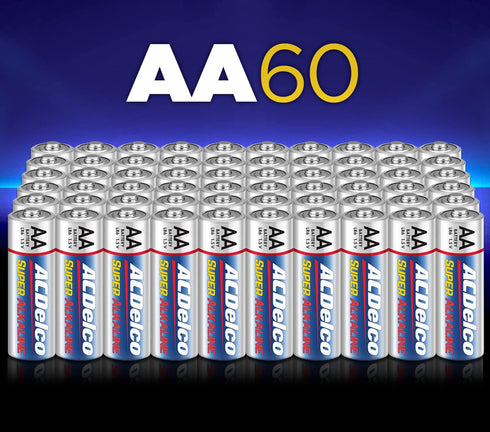 ACDelco 60-Count AA Batteries, Maximum Power Super Alkaline Battery, 10-Year Shelf Life, Recloseable Packaging (Pack of 1)