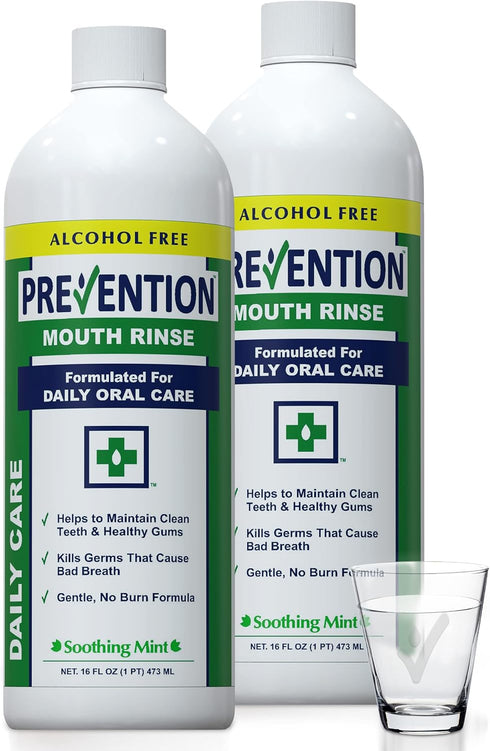 Prevention Daily Care Alcohol Free Mouthwash, Hydrogen Peroxide, Gum Care, Teeth Whitening, 16 oz, 2 Pack