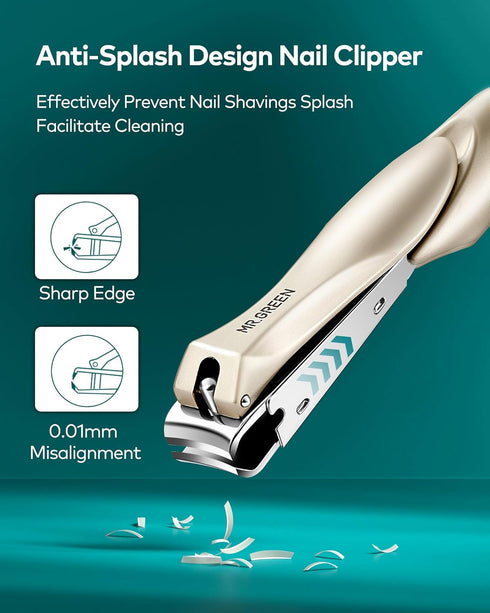 Nail Clippers with Catcher, Professional Stainless Steel Fingernail and Toenail Clipper Set