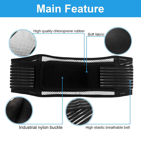 Back Support with Magnet, Tourmaline Magnetic Braces for Lower Back Pain Relief, Self Heating Lumbar Support Belt