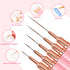 Nail Art Liner Brushes, 5Pcs Painting Brush Set for Long Lines, Thin Details, Fine Drawing Sizes 4/8/12/20/25mm (Pink)