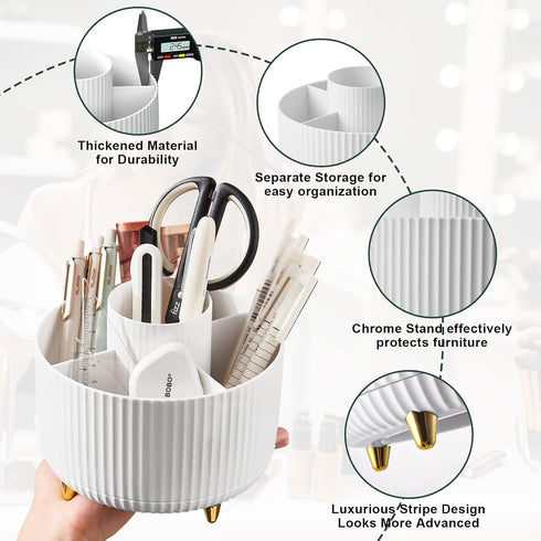 Makeup Brush Holder Organizer, 360° Rotating Cup for Cosmetics, Nail Polish, Bathroom Vanity Desktop Organizer
