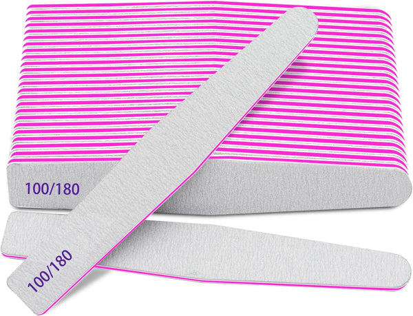 Professional Nail Files, 12pcs Emery Board Nail File for Natural Nails 100/180/240 Grit, Coarse Fingernail Tools