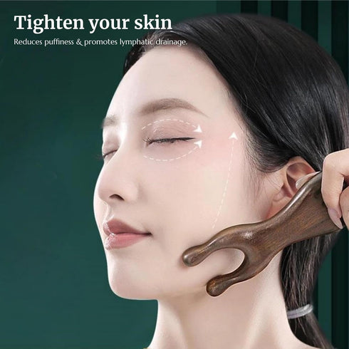 KINTEGOOD Natural Sandalwood Scalp Massage Comb, Wooden Nose Gua Sha Tool for Face and Body, Traditional Meridian