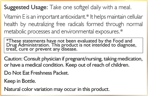 Coco March Natural Vitamin E 400 IU - Mixed Tocopherols, 3 Month Supply - Gluten Free, Dairy Free, 100 Softgels