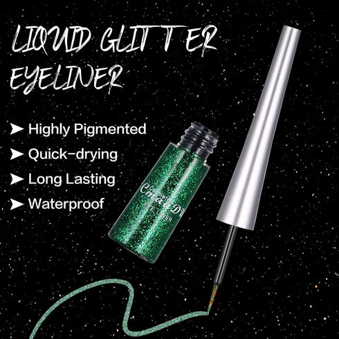 16 Colors Glitter Metallic Liquid Eyeliner Set, Waterproof Long Lasting Eye Makeup Gift Kit for Women