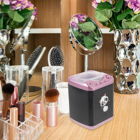Mini Makeup Brush Cleaner Device, Plastic Electric Automatic Power Washer Sponge Cleaning Machine for Women Girls.