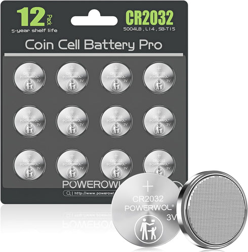 POWEROWL High Capacity CR2032 Battery 12 Pack, 3V Lithium Coin Battery for Apple Airtag, Remote