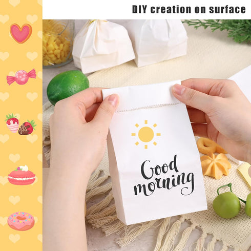 VGOODALL 50PCS Small White Paper Bags for Lunch, Snack Bags for DIY Crafts Baby Shower Wedding Party Favors