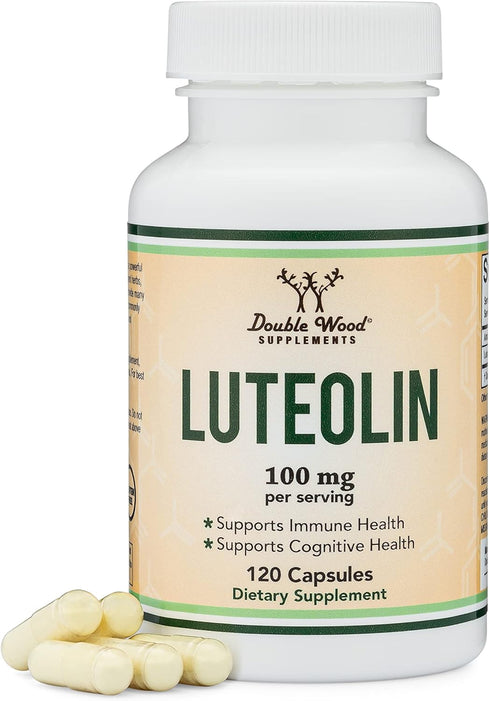 Double Wood Supplements Luteolin Supplement, 100mg, 120 Capsules - Bioactive Flavonoids for Brain & Cardiovascular