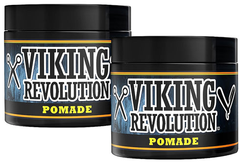 Viking Revolution Pomade for Men, 4oz, Firm Strong Hold & High Shine, Water Based, Easy to Wash Out (2 Pack)