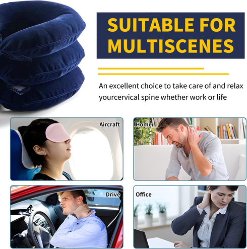 Cervical Neck Traction Device for Pain Relief, Adjustable Inflatable Neck Stretcher, Neck Brace for Decompression (Blue)