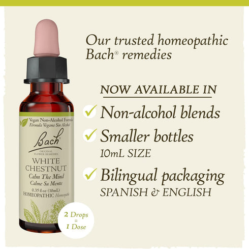 Bach Original Flower Remedies, White Chestnut for Calming Repetitive Thoughts, Natural Homeopathic Essence, Vegan, 10mL