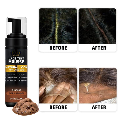 Lace Tint Melting Hair Mousse, 6.8 fl oz for Women’s Wigs, Natural Finishing Lace Color, Dark Brown