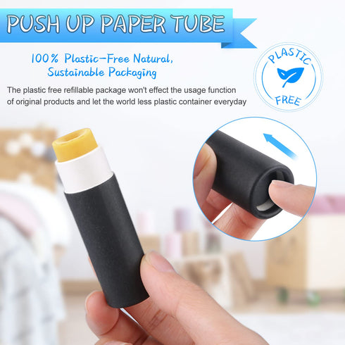 12 Pcs 0.3 oz Paperboard Lip Balm Tubes, Push-Up Style, Biodegradable Round Solid Perfume Lotion Lip Gloss Container -