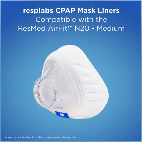 N20 4 Pack resplabs CPAP Mask Liners - Compatible with ResMed AirFit Nasal Mask - Reusable, Washable Comfort Covers