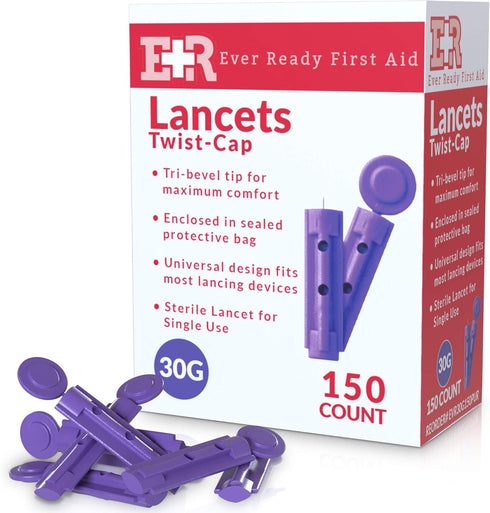 Ever Ready First Aid Sterile Twist-Cap Lancets 30G Purple - 150 Count