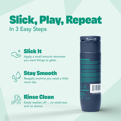 Slick Trick Water-Based Personal Lubricant with Aloe, Hemp & Agave pH Balanced, Non-Sticky, Long-Lasting, Condom & Toy